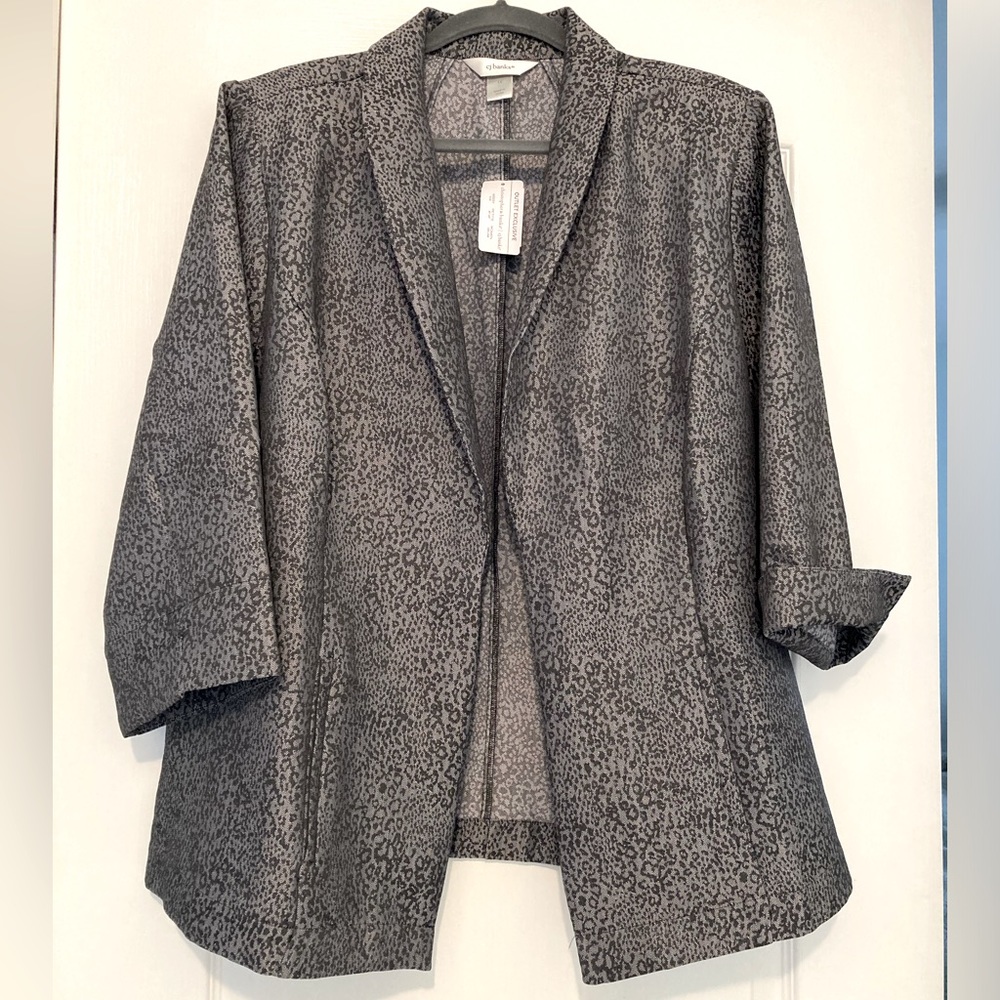 Black/gray NWT animal print CJ Banks dress jacket size 1x - 16W/18W